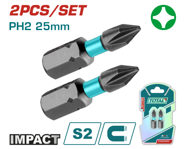 DARBELİ PH2X25 MM BİTS UCU 2 Lİ PAKET