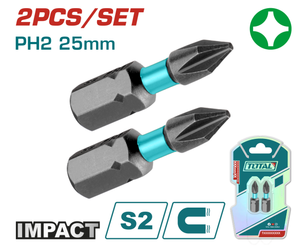 DARBELİ PH2X25 MM BİTS UCU 2 Lİ PAKET