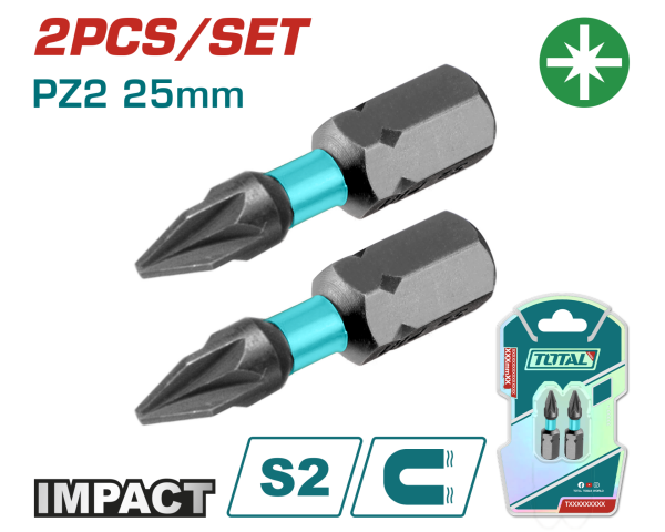 DARBELİ 25 mm PZ2 BİTS UCU 2 Lİ
