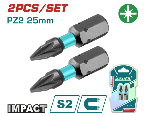 DARBELİ 25 mm PZ2 BİTS UCU 2 Lİ