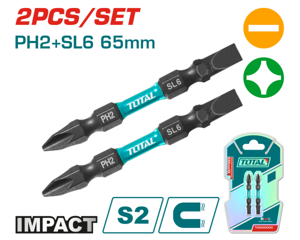 DARBELİ 65MM 2 Lİ ÇİFT TARAFLI PH2+SL6 BİTS UÇ