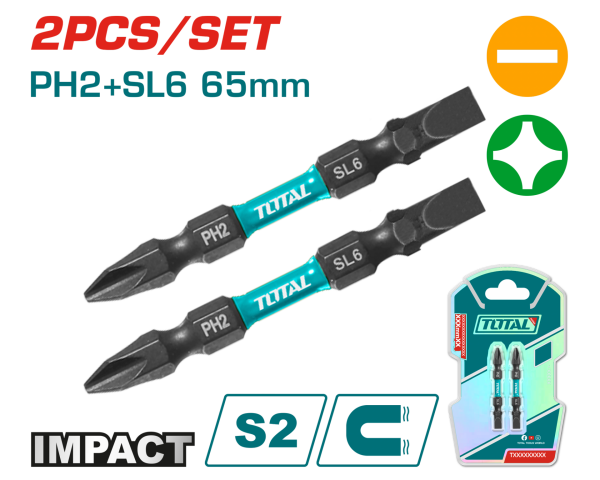 DARBELİ 65MM 2 Lİ ÇİFT TARAFLI PH2+SL6 BİTS UÇ