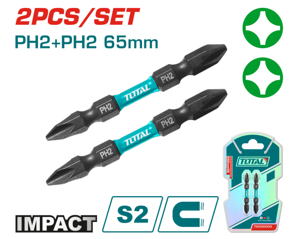 DARBELİ 65MM 2 Lİ ÇİFT TARAFLI PH2 BİTS UÇ