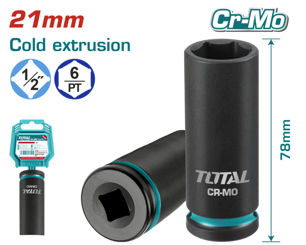 21 MM 1/2 ALTI KÖŞE DARBELİ DERİN LOKMA