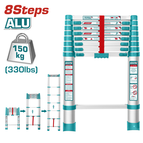 ALÜMİNYUM TELESKOPİK 8 BASAMAK MERDİVEN